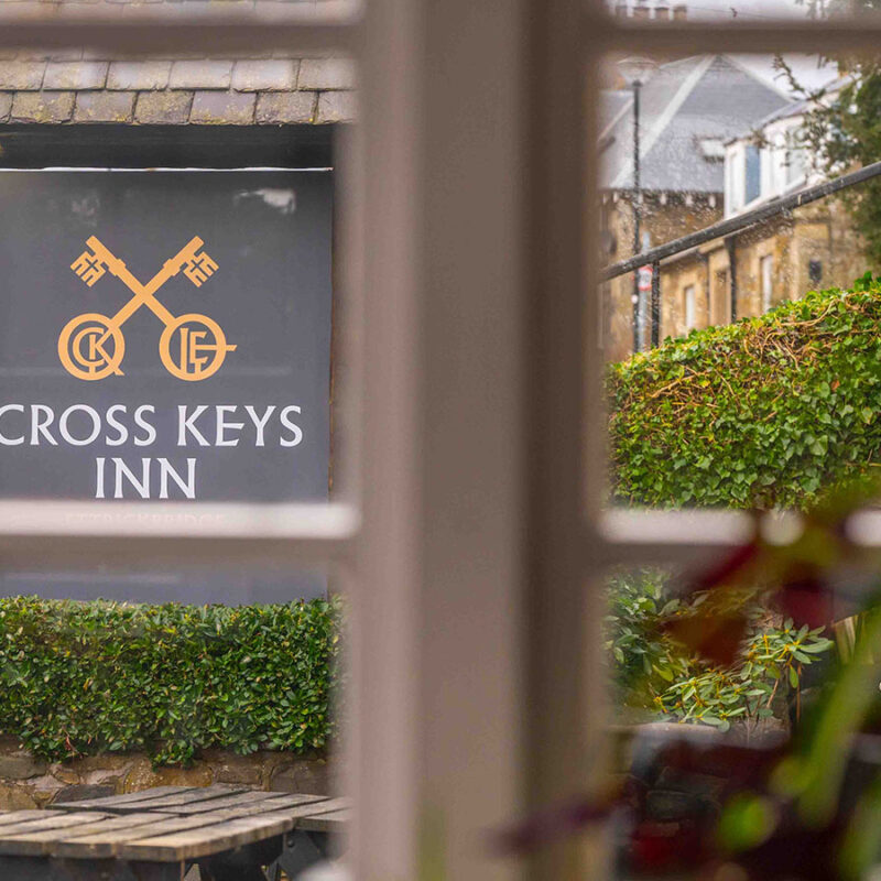 A view out the window from the Cross Keys Inn in Ettrickbridge
